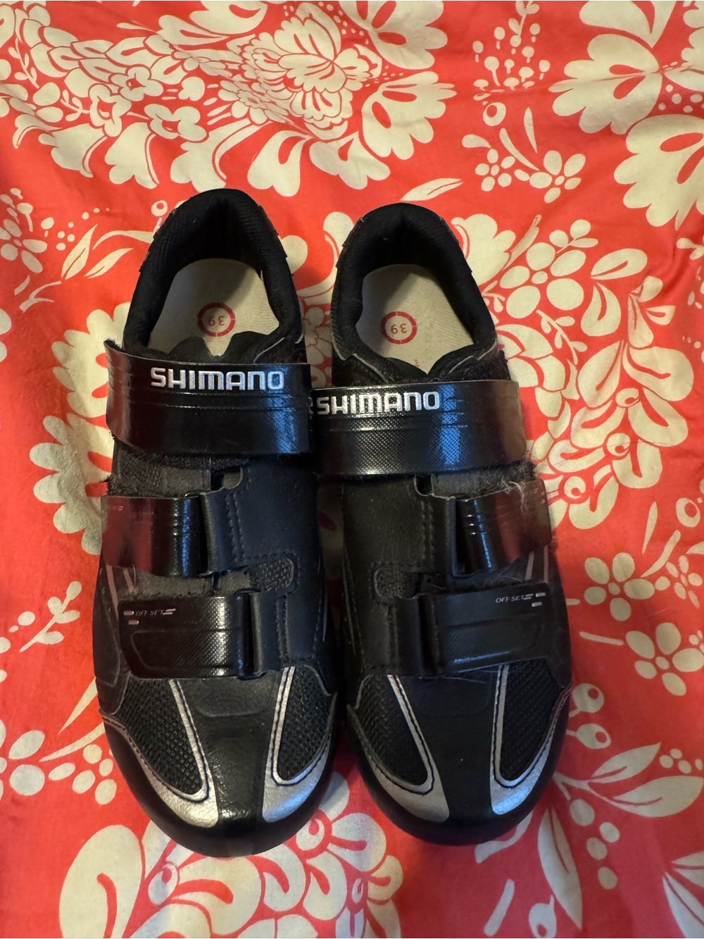 Shimano Black and Silver women’s Cycling Shoes with Velcro Straps